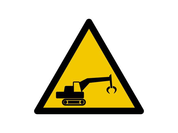 Avertissement  W201  Attention Engins de chantier  Panneau Signalétique Norme ISO7010