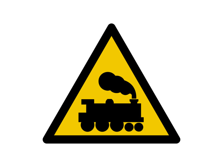 Avertissement  W202  Attention aux trains  Panneau Signalétique Norme ISO7010