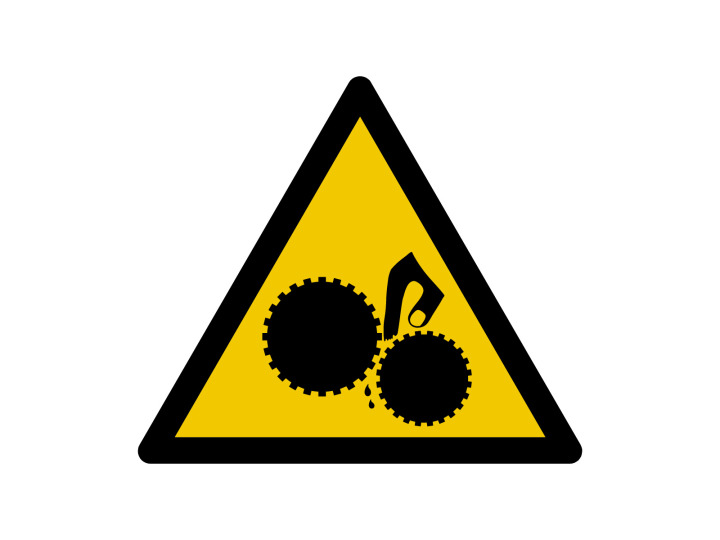 Avertissement  W211  Attention aux mains Engrenages  Panneau Signalétique Norme ISO7010