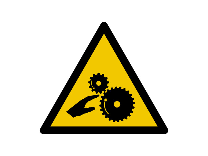 Avertissement  W212  Attention aux mains Engrenages  Panneau Signalétique Norme ISO7010