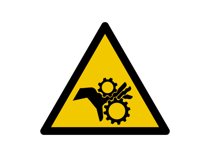 Avertissement  W214  Attention aux mains Engrenages  Panneau Signalétique Norme ISO7010