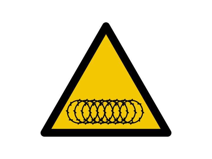 Avertissement  W237  Attention aux barbelés  Panneau Signalétique Norme ISO7010