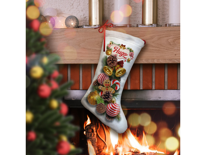 Chaussette de Noël Personnalisée en Polyester  Pain dépice