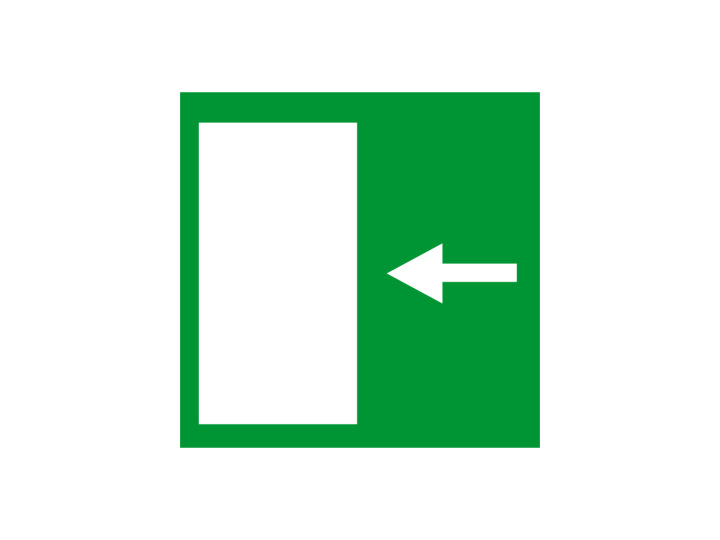 Évacuation Sécurité E051 Issue de secours à gauche Panneau Signalétique Norme ISO 7010