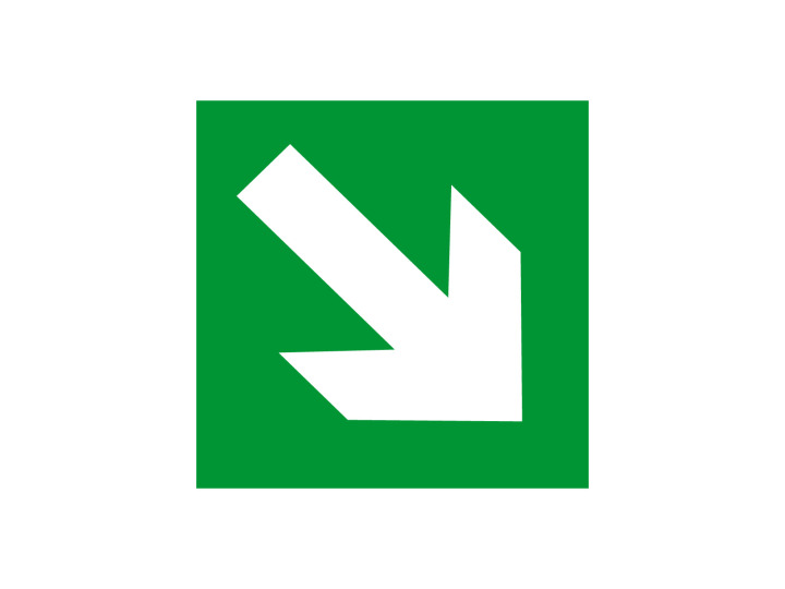 Évacuation Sécurité E059 Flèche 45 bas droite Panneau Signalétique Norme ISO 7010