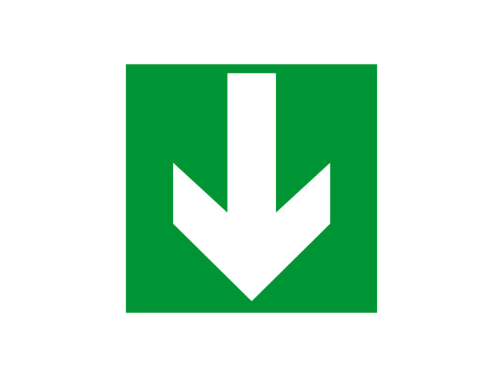 Évacuation Sécurité E066 Flèche bas Panneau Signalétique Norme ISO 7010