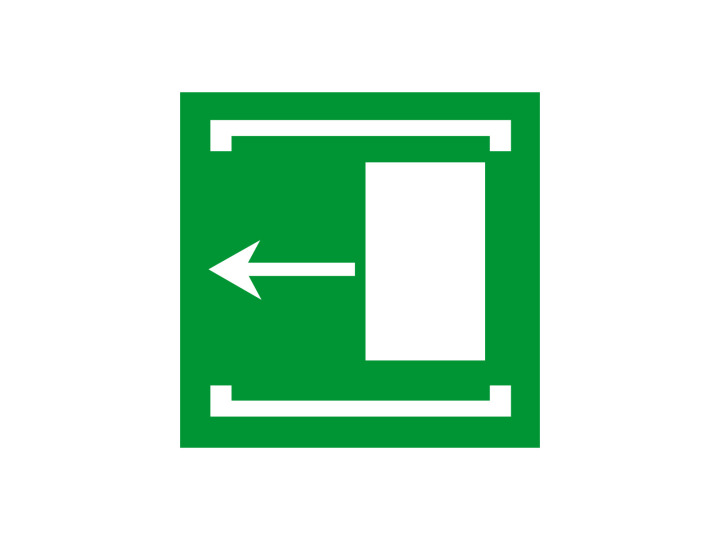 Évacuation Sécurité E073 Coulisser à gauche Panneau Signalétique Norme ISO 7010