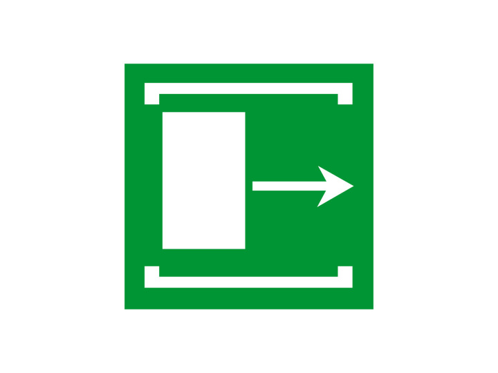 Évacuation Sécurité E074 Coulisser à droite Panneau Signalétique Norme ISO 7010