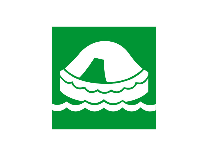 Évacuation Sécurité E095 Radeau de sauvetage Panneau Signalétique Norme ISO 7010