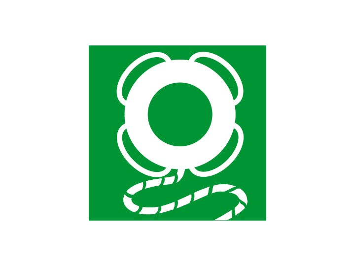 Évacuation Sécurité E100 Bouée de sauvetage avec corde Panneau Signalétique Norme ISO 7010