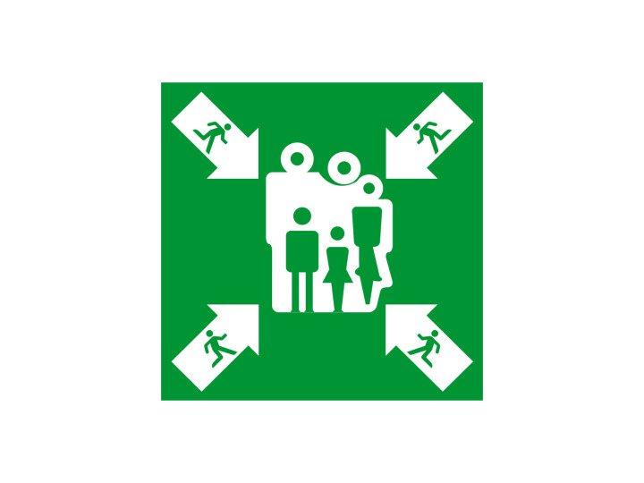 Évacuation Sécurité E112 Rassemblement après évacuation Panneau Signalétique Norme ISO 7010
