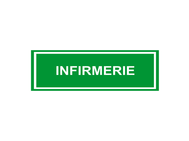 Évacuation Sécurité E214 Infirmerie Panneau Signalétique Norme ISO 7010