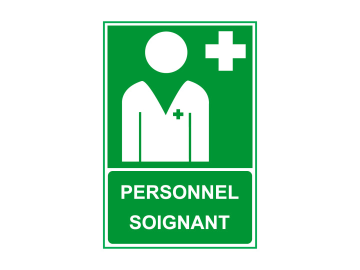Évacuation Sécurité E400 Personnel soignant Panneau Signalétique Norme ISO 7010