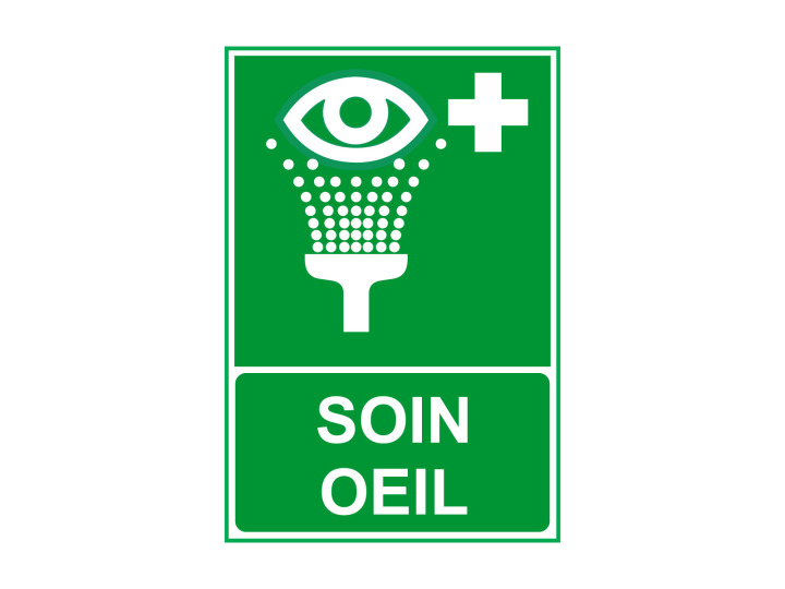 Évacuation Sécurité E401 Soin œil Panneau Signalétique Norme ISO 7010
