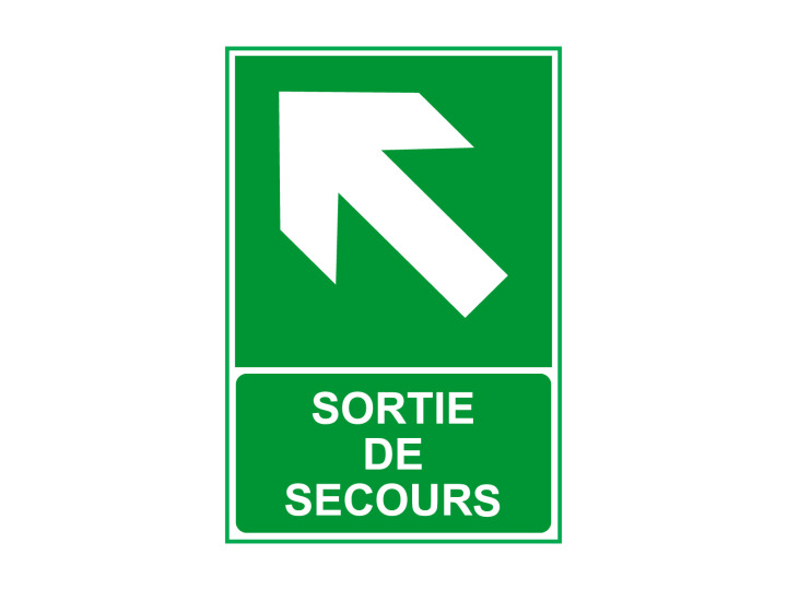 Évacuation Sécurité E408 Sortie de secours Flèche haut droite Panneau Norme ISO 7010