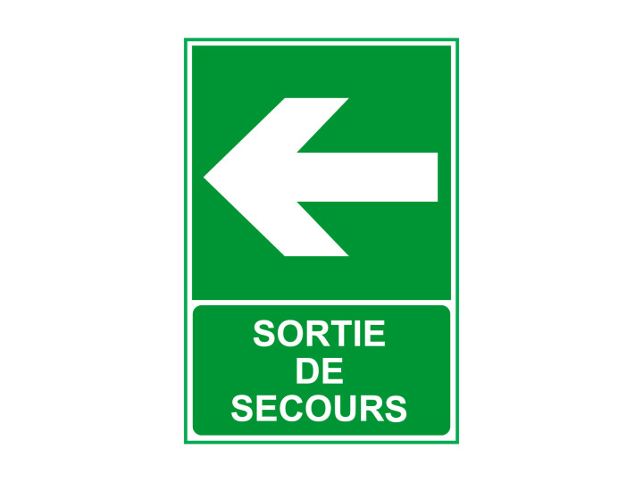 Évacuation Sécurité E411 Sortie de secours Flèche gauche Panneau Signalétique Norme ISO 7010