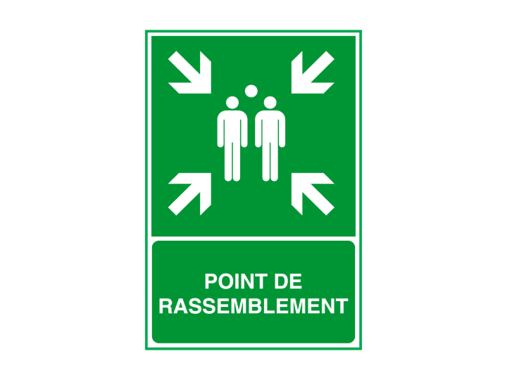 Évacuation Sécurité  E412  Point de rassemblement  Panneau Signalétique Norme ISO7010