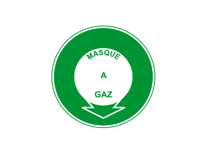 Évacuation Sécurité E601 Masque à gaz Panneau Signalétique Norme ISO 7010