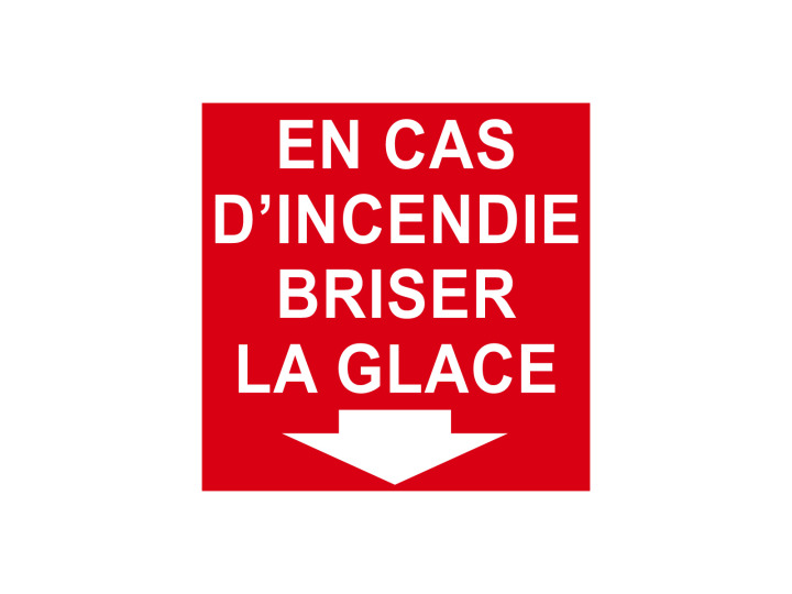 Incendie  F013  En cas dincendie briser la glace  Panneau Signalétique Norme ISO7010