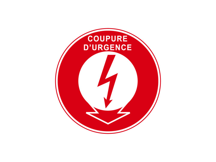 Incendie  F308  Coupure durgence  Panneau Signalétique Norme ISO7010