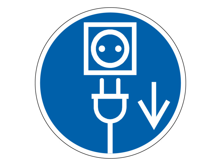 Obligation  M212  Débrancher prise secteur  Panneau Signalétique Norme ISO7010