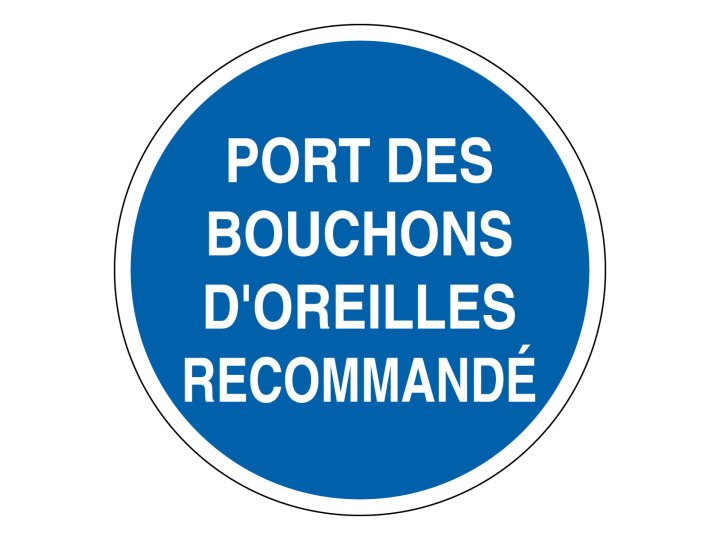 Obligation  M309  Port bouchons oreilles recommandé  Panneau Signalétique Norme ISO7010