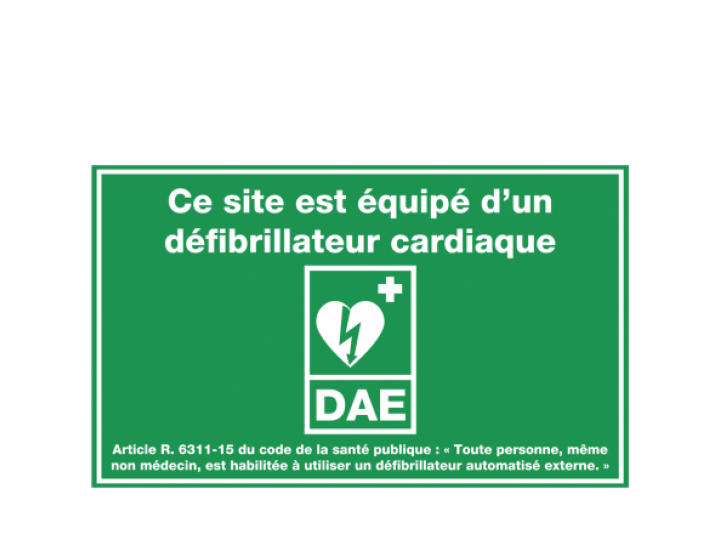 Panneau DAE Défibrillateur Automatisé Externe  Signalétique TROLASE 20 x 12 cm