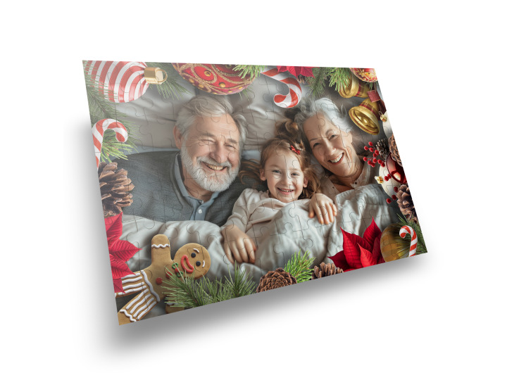 Puzzle de Noël avec Déco Contour et Photo Personnalisé A4 120 pièces