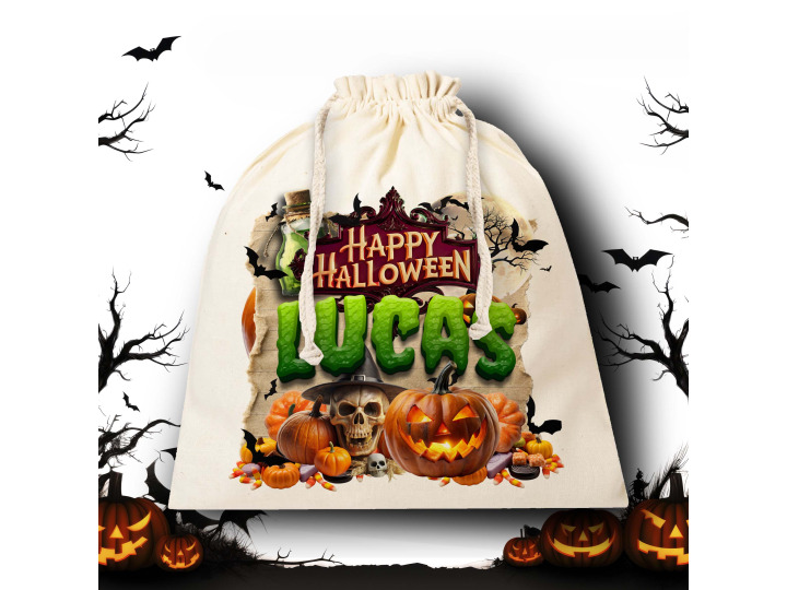 Sac à Bonbons HALLOWEEN Personnalisé en Coton JARDIX