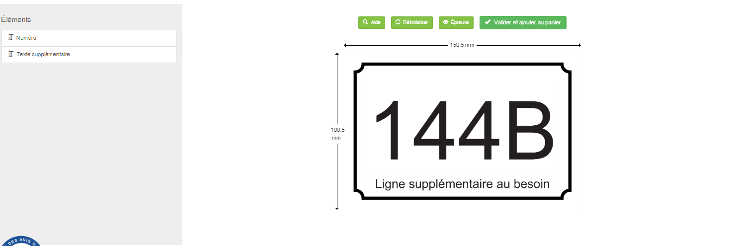 numéro de rue personnalisé